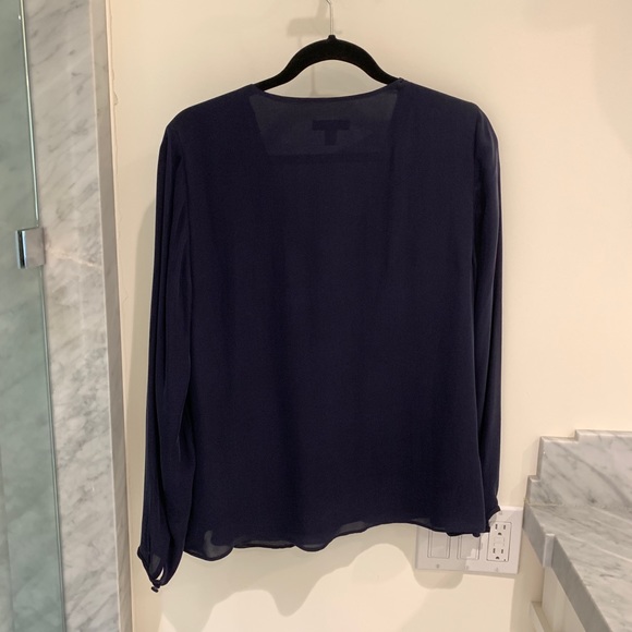 JCrew navy silk blouse with covered front buttons - Picture 4 of 6